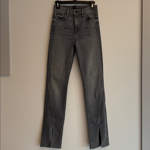 MOTHER The Rascal Sliced up Heel in Digging up Dirt 24 Flare Jeans Grey - Picture 3 of 14